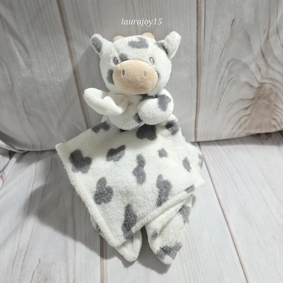 Carters Cow Calf Plush Lovey Mini Security Blanket Gray White 2024 - Picture 10 of 10